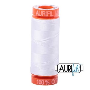 Aurifil 50 WT Mako Cotton Thread-White Small Spool 220 yards #20050-2024