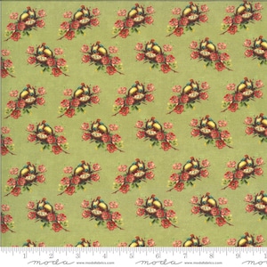Flea Market Mix Collection Nesting Birds Pistachio Light Green Reproduction Yardage by Cathe Holden for Moda Fabrics #7355-14D ~ 100% Cotton