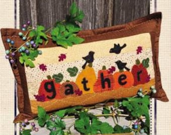Gather Pillow Applique Pattern: Wool & Cotton, 10" x 15-1/2"