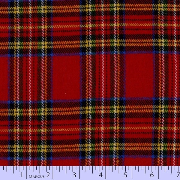 1-5/8 Yards Left! Primo Plaid Flannels Tartans Red, Gold, Blue Flannels by Marcus Fabrics (44" x 45" Wide) #R09-J373 01111 100% Flannel