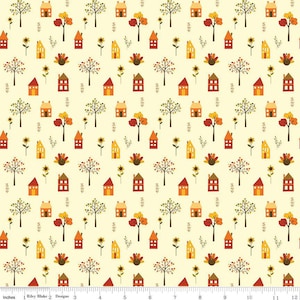 Fall&#39;s In Town Collection Village Cream Yardage by Sandy Gervais for Riley Blake Designs (43&quot; x 44&quot;) Wide C13512-CREAM 100% Cotton