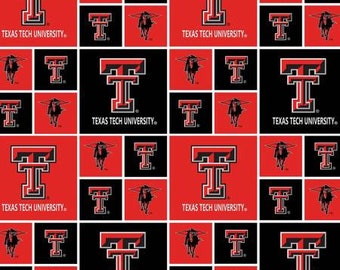 Texas Tech University Red/Black Print College Cottons(#TT-020) by Sykel Enterprises 100% Cotton Pattern