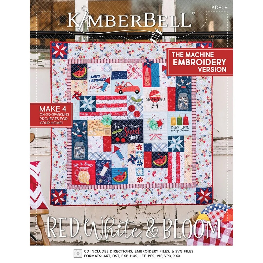 Kimberbell Red White & Bloom Embroidery Version CD With Color - Etsy