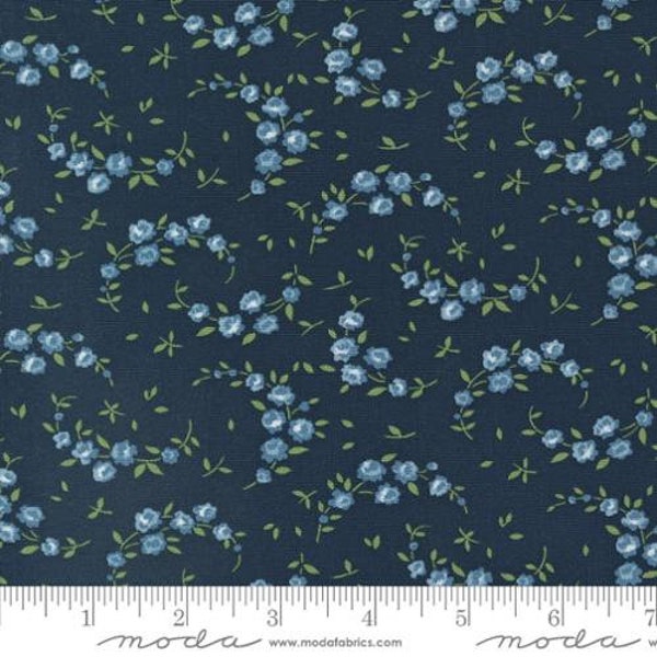 1-7/8 Yards Left! Shoreline Summer Small Floral Navy Yardage (44"/45") Wide by Camille Roskelley for Moda Fabrics #55308-14 100% Cotton