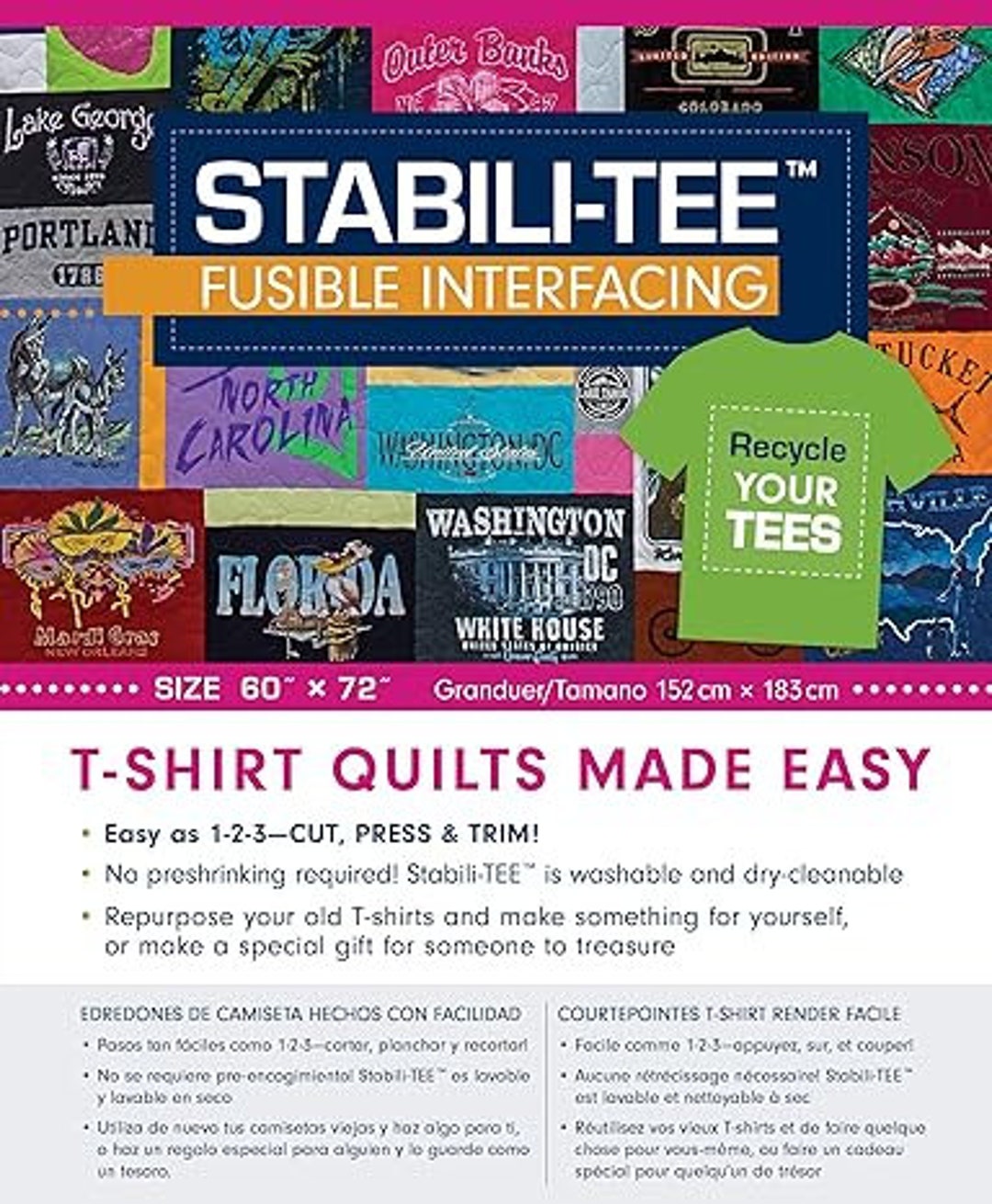 Stabilitee Fusible Interfacing Pack 60 X 72 T Shirt Quilts Made Easy 20363 Etsy
