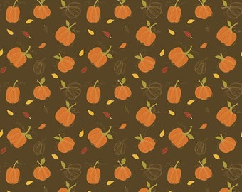 Adel In Autumn Collection Pumpkins Chocolate Yardage by Sandy Gervais for Riley Blake Designs (43" x 44") Wide C10821-CHOCOLATE 100% Cotton