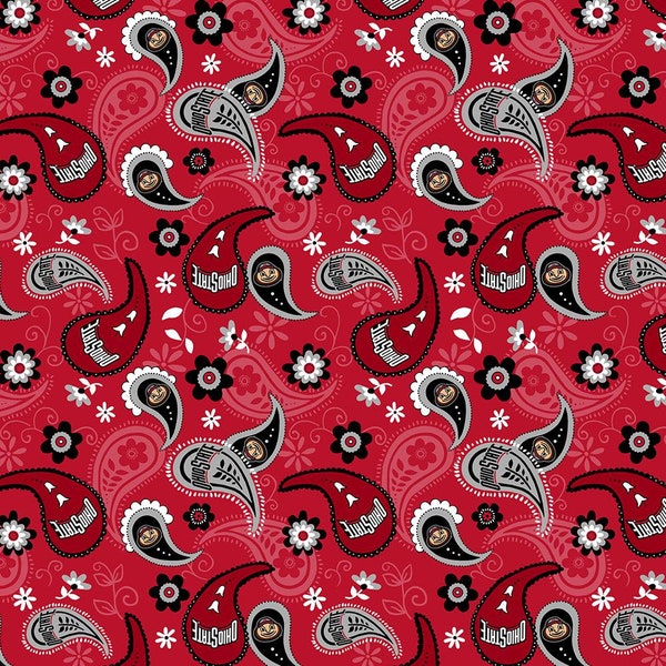 College Cottons Collection Ohio State University Red and Black Paisley by Sykel Enterprises 100% Cotton Pattern #OHS-1200