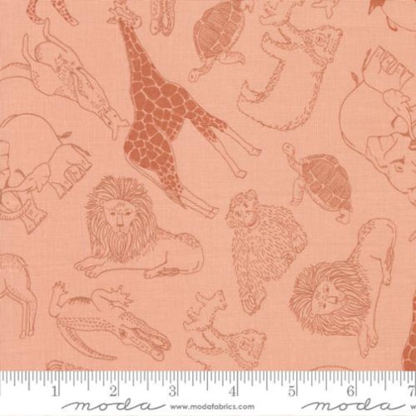 Noahs Ark Collection Novelty Animal Toss Peach Yardage (44"/45") Wide by Stacy Iest Hsu Licensed  by Moda Fabrics. 20872 15 100% Cotton