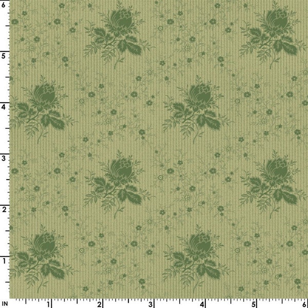 American Beauty Collection Trellis Rose Green Floral Tonal Yardage by Robyn Pandolph Saxty for Maywood Studios #MAS10254-G
