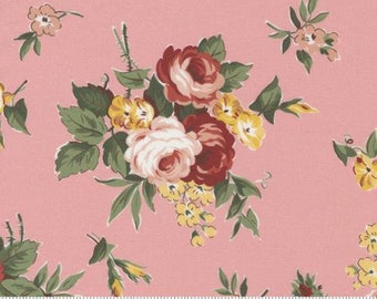 1-3/4 yards Left! Junk Journal Novelty Vintage Floral Collage Pink Reproduction Yardage Designer:  Cathe Holden for Moda Fabrics #7413-14