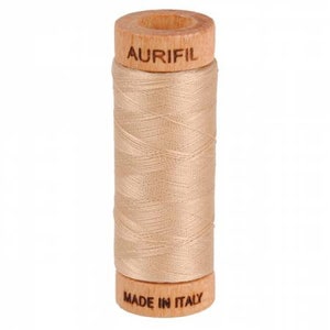 Aurifil 80 WT Mako Cotton Thread Beige Spool 220 yards #BMK80-2314~Hand Applique Thread