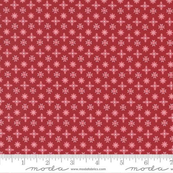 XOXO Collection Flutter Floral Red Yardage by April Rosenthal Prairie Grass for Moda Fabrics 100% Cotton #24144-12