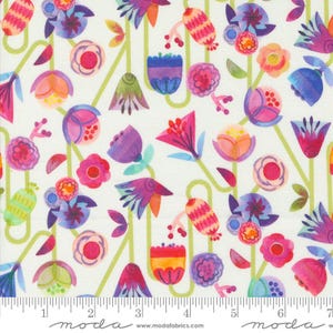Flower Patches Candy Flowers Florals Watercolor Multi Yardage (44&quot;/45&quot;) Wide by Amarilys Henderson for Moda Fabrics 100% Cotton #21822-11