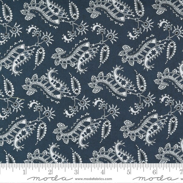 Lipstick Cowgirl Collection Novelty Bandana Paisley Blender Navy Yardage by Shari Jenkins for Moda Fabrics #31724 14 100% Cotton