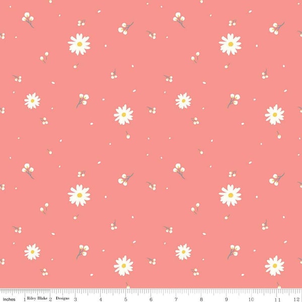 Poppy and Posey Collection Buds Coral Yardage by Dodi Lee Poulsen For Riley Blake Designs #C10582 CORAL~100% Cotton