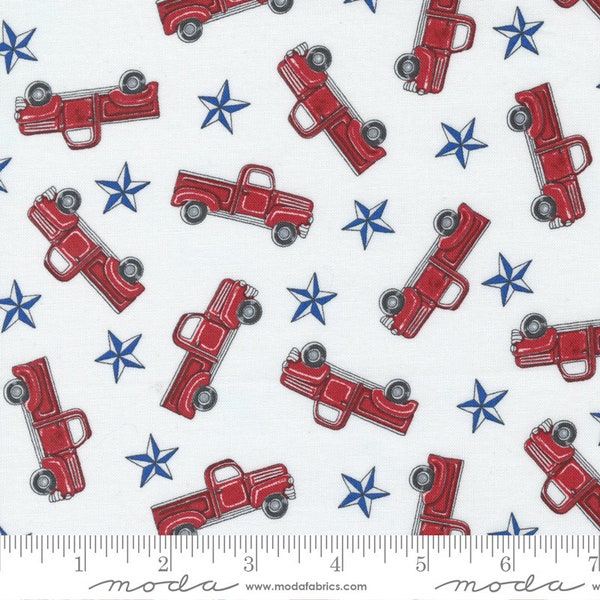 All American Collection Patriotic Americana Truck Toss White Yardage (44"/45") Wide by Deb Strain for Moda Fabrics 100% Cotton  #56021 11