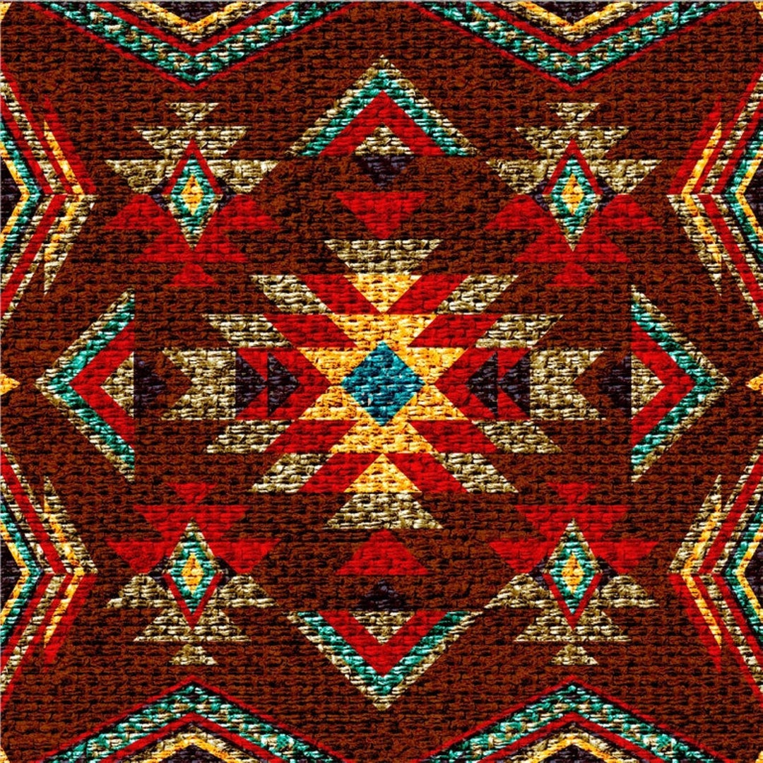 Cattle Drive Collection Western Geometric Brown Yardage by Etsy