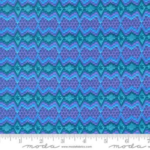 Vintage Soul Collection Novelty Crewel Stripe Needlepoint Embroidery Dark Blue Yardage by Cathe Holden for Moda Fabrics #7435-13 100% Cotton