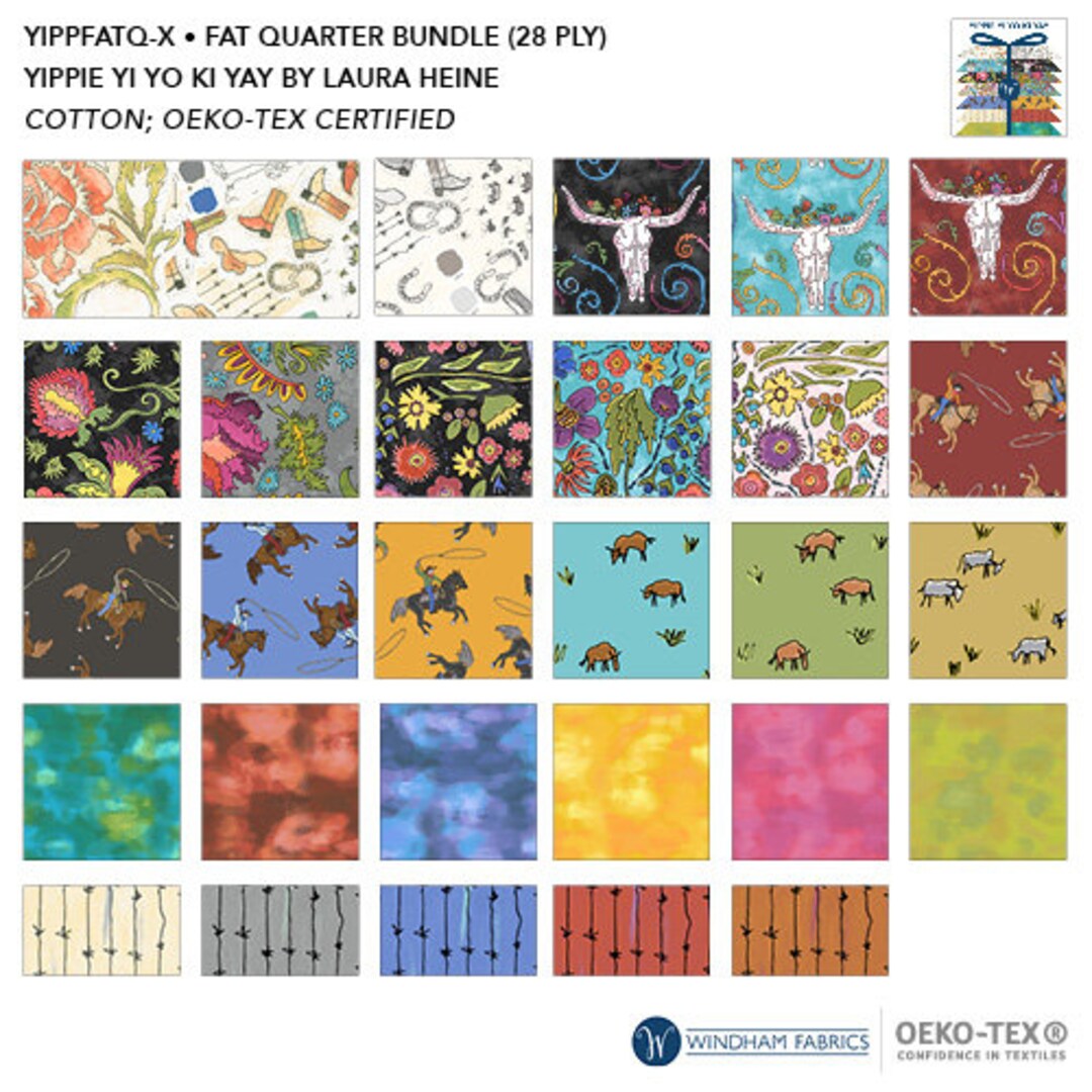 Yippie Yi Yo Ki Yay Fat Quarter Bundle Precut by Laura Heine for