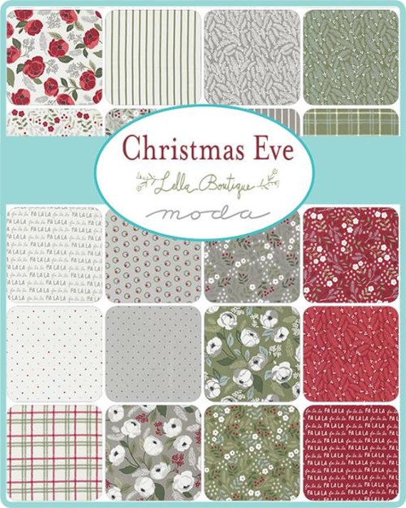 Christmas Eve Collection Christmas Sprigs Dark Green Yardage (44 x 45)  Wide by Lella Boutique for Moda Fabrics #5182-15 100% Cotton