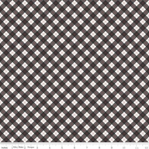 Woodsman Collection Bias Plaid Black Yardage (43&#39;&#39;/44&#39;&#39;) Wide by Lori Whitlock for Riley Blake Designs #C13765-BLACK 100% Cotton