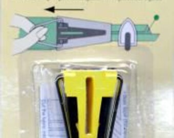 May include: A yellow and black bias tape maker for creating 1/2 inch bias tape. The tool is packaged on a white card with instructions in multiple languages. The text on the card reads "Bias Tape Maker [Width: 12 MM (1/2"])".