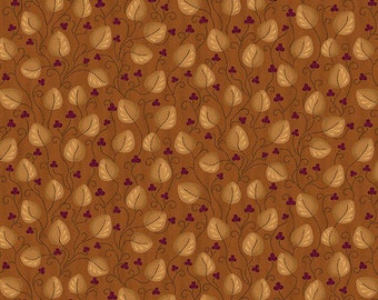 WIT and WISDOM Collection Meandering Leaves Orange Yardage  by Kim Diehl Licensed for Henry Glass & Co. #1417 30 100% Cotton
