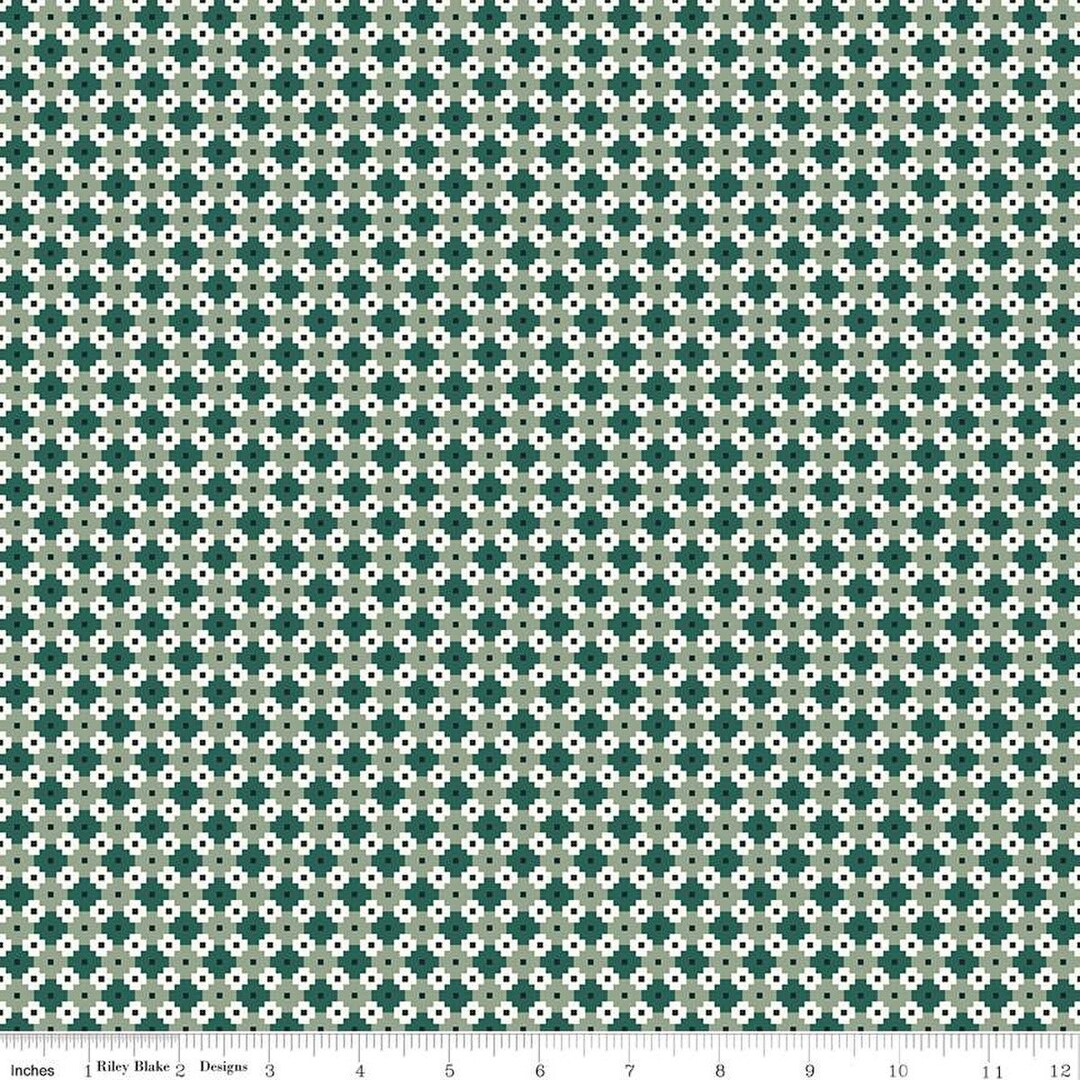 Christmas is in Town Collection Geo Teal Yardage by Sandy Gervais for ...