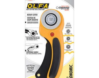 Ergonomic Rotary Cutter in Yellow Olfa~45mm~Fabric Cutter~RTY-2DX #9654