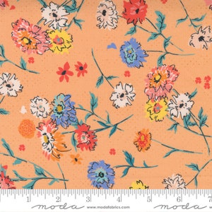 Lady Bird Peach Full Bloom Floral Tossed Flowers Yardage by Crystal Manning for Moda Fabrics (44"/45") Wide 11871-19 100% Cotton