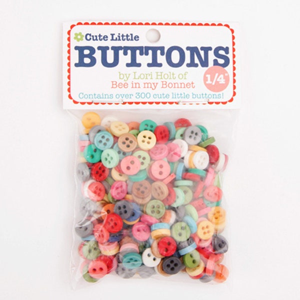 Cute Little Buttons~1/4 Inch~300 Count~Multi Colors~by Lori Holt of Bee in my Bonnet for Riley Blake Designs #STB-6023