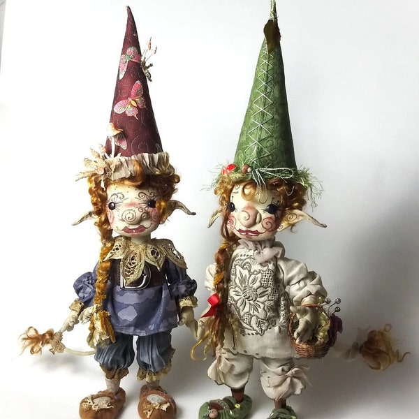Little Gnomish Women, 13" Gnome Dollmaking Art DollPattern Tutorial, PDF Instant Download DYI Pattern by Paula McGee