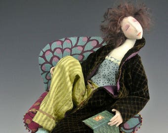 CR953E - " Waiting Up"  Cloth Art Doll Making E-class (PDF Download), Sewing Instructions and Pattern