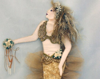JS414E - Flavia, A Flat 18" Mermaid Cloth Doll Sewing Pattern by Judy Skeel - PDF Digital Download