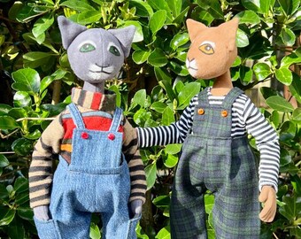 Novo - KIT KAT Boys - Korky e Cracker Cloth Cat Dolls Padrão de costura (download em PDF) por Jan Horrox
