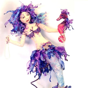 MM230E - TARJA- Mermaid with her Sea Horse,  Cloth Animal Doll Pattern – Sewing PDF Doll Pattern