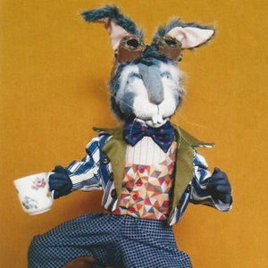 SR833E - The Mad March Hare  -  Animal (Rabbit) Storybook Cloth Doll Making Sewing Pattern by Suzette Rugolo, PDF Download