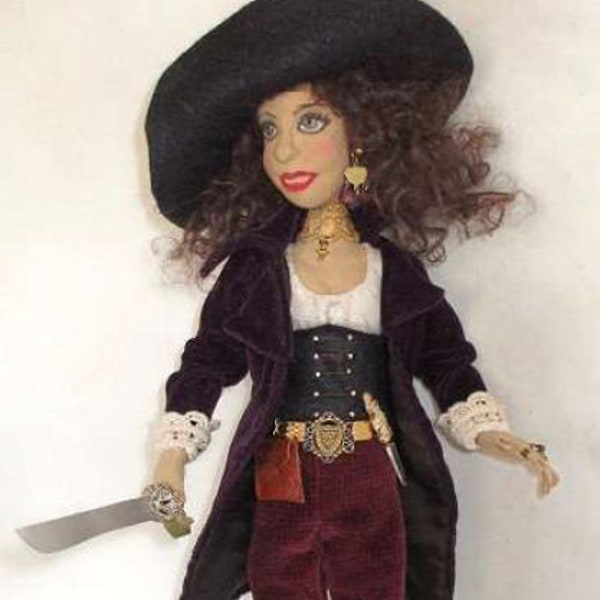 LL845E - Rosalee  - 16" Lady Pirate Cloth Doll Pattern - PDF Instant Download Sewing Pattern  by Laura Lunsford