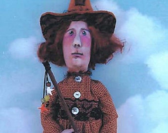 SE725 - Witch With Broom,  24"  Fabric Doll Pattern,  Sewing Cloth Doll Pattern - PDF Download by Susan Barmore