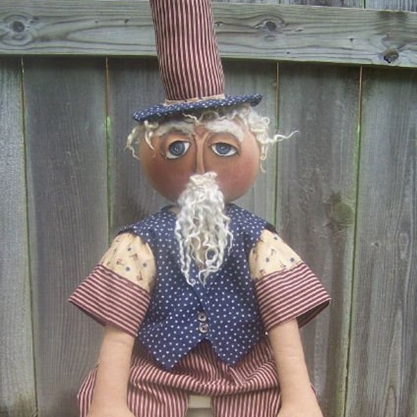 RP335E - Primitive Sam, 32" PDF Download Primitive Cloth Doll Pattern by Michelle Allen of Raggedy Pants Designs