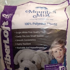 Fiberfill Premium Stuffing - MOUNTAIN MIST - Fiberloft Poly Stuffing 12 or 16 oz.  bags - Perfect For Stuffing Handmade Dolls and Animals