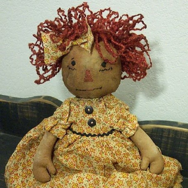 RP328E - Attic Annie, 16" PDF Download Primitive Raggedy Ann Cloth Doll Pattern by Michelle Allen of Raggedy Pants Designs