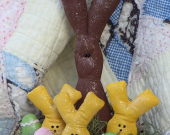 Primitive Easter Bunny – 10” -  PDF Download Primitive Cloth Doll Pattern by Michelle Allen of Raggedy Pants Designs