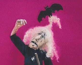 SE790 - Bat Hair Day,  Art Bat and Witch Doll Pattern,  Sewing Cloth Doll Pattern - PDF Download by Susan Barmore