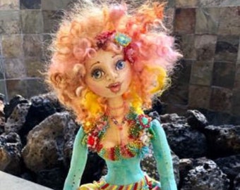 Janette -  A Study in beadwork, 15" All Cloth Doll Sewing Pattern and Tutorial by Patti Culea - PDF Instant Download Pattern