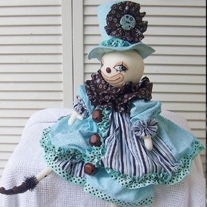 RP355E - Dazzle, 23&quot; PDF Download Primitive Clown Cloth Doll Pattern by Michelle Allen of Raggedy Pants Designs