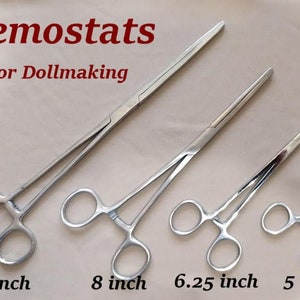 Hemostat For Dollmaking,  All sizes in straight curved tip. Used for turning, stuffing and many other uses in doll making and crafting!