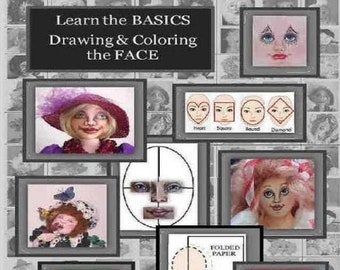 Learn the Basics Drawing and Coloring the Face By Kat Lees  - PDF Download Cloth Doll Face Making PDF Class