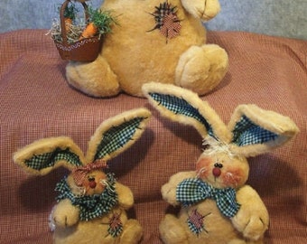 The Bunny Luvs -  PDF Download Primitive Cloth Doll Pattern by Michelle Allen of Raggedy Pants Designs