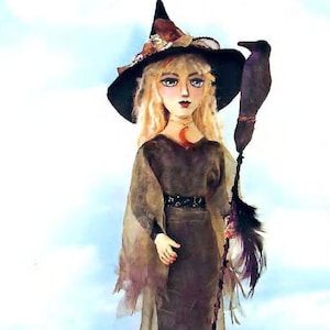 SE836 - Night Wanderer - Standing Witch Art Doll Pattern,  Sewing Cloth Doll Pattern - PDF Download by Susan Barmore